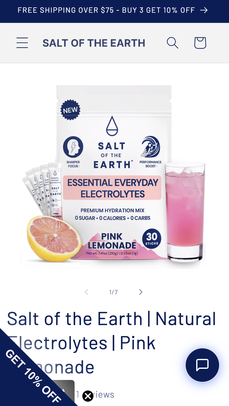 Current product page above fold